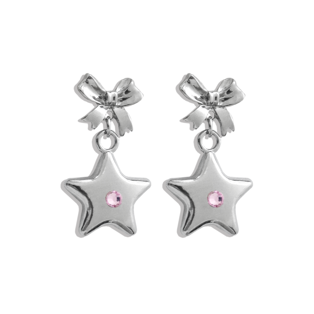 pink star diamond earrings
