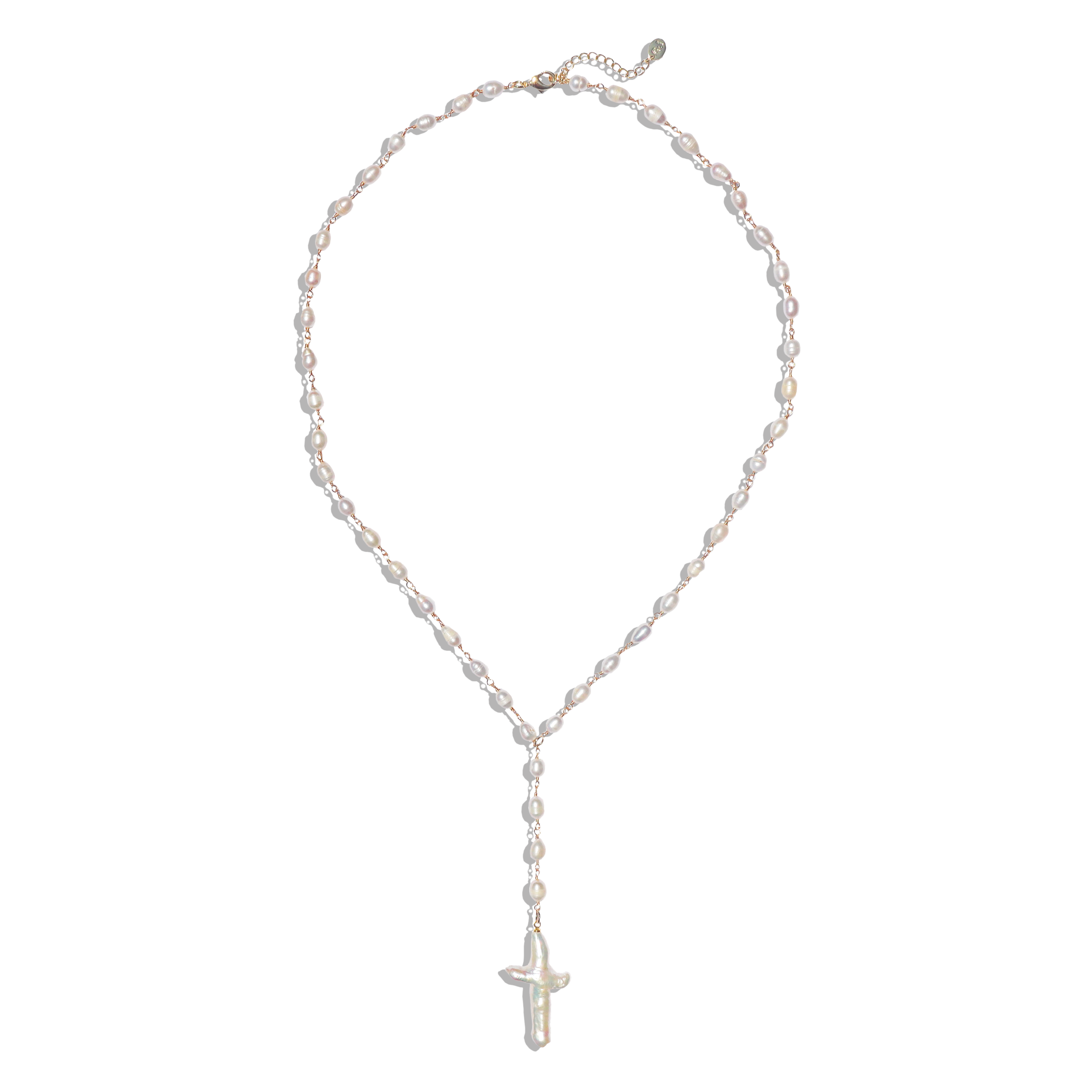 Andie Freshwater Pearl Cross Drop Necklace – Gemini Jewels Andie Freshwater Pearl Cross Drop Necklace – Gemini Jewels