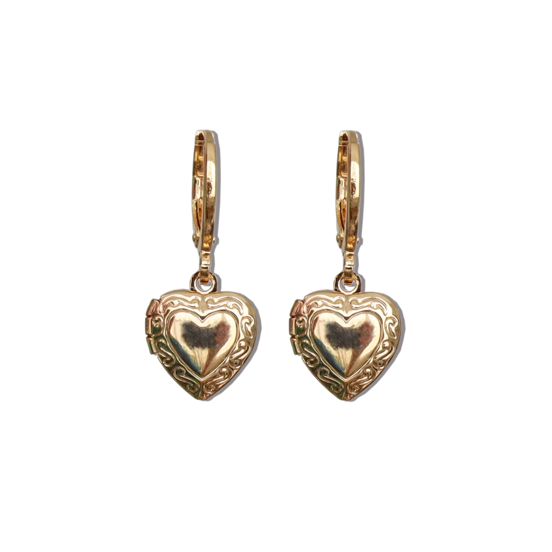 Heart locket earrings clearance