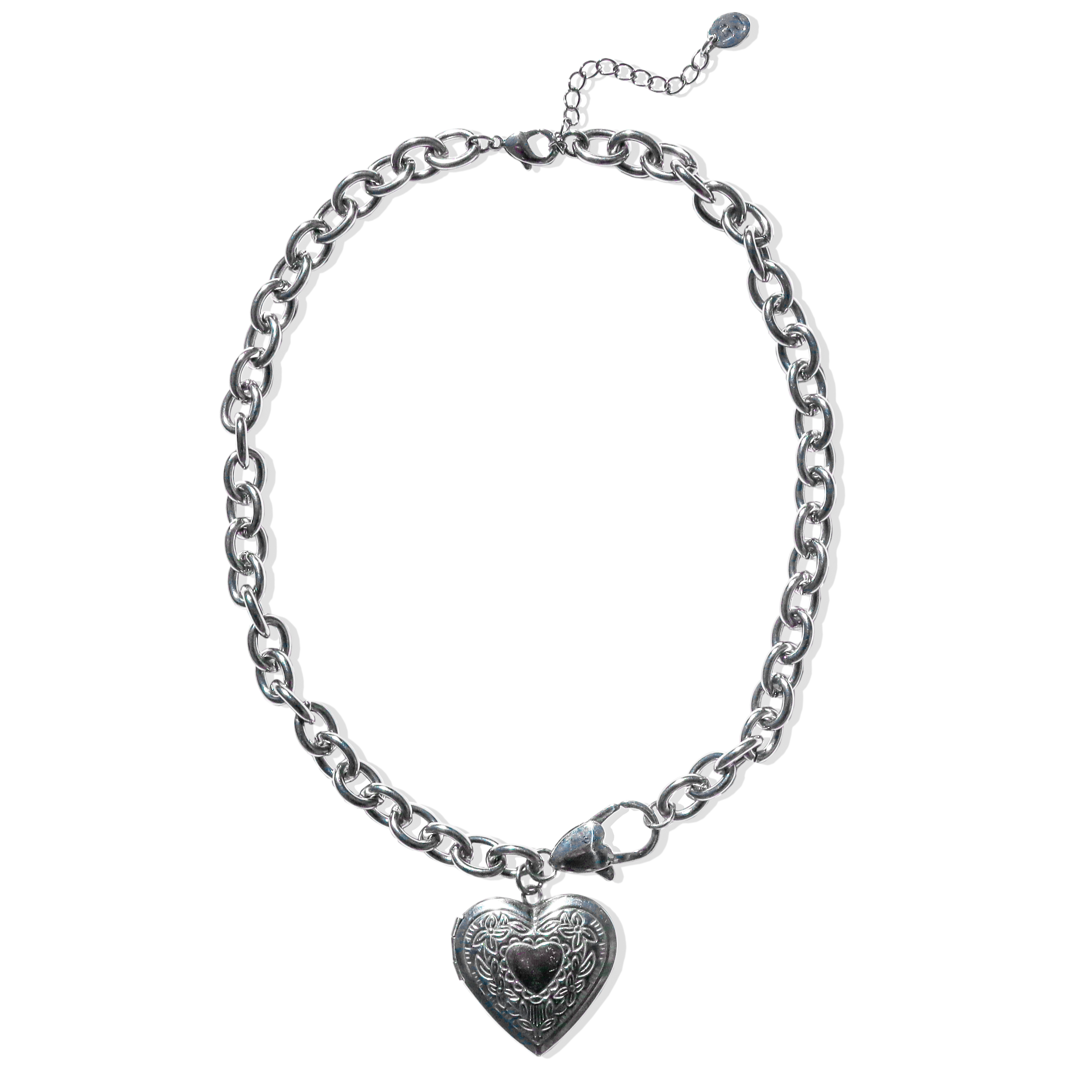 Zales Chunky Link Chain Bracelet with Heart Charm