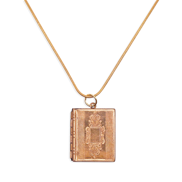[Vintage Locket Drop] Bookworm Necklace