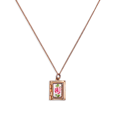 [Vintage Locket Drop] Cloisonne Book Vol. I Necklace