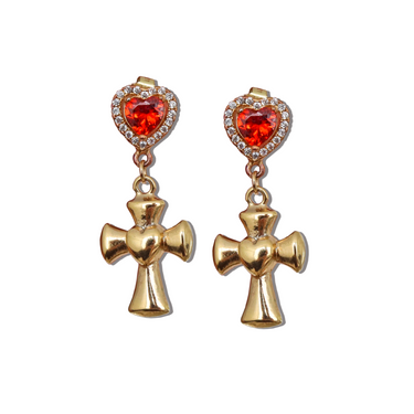"Amelie" Heart Cross Earrings