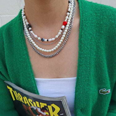 "Cruella de Vil" Beaded Pearl Necklace