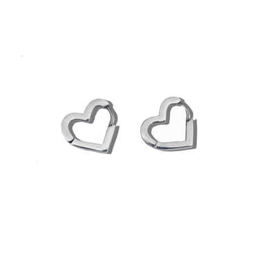Silver Heart Huggie Earrings