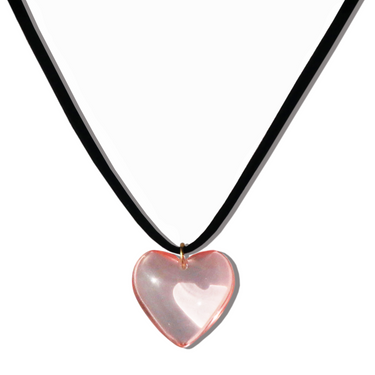 "Mimi" Glass Heart Necklace in Pink