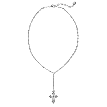 'Peyton" Silver Cross Drop Necklace